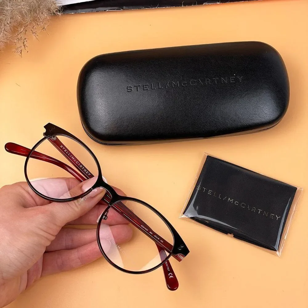 🔥 Stella McCartney SC0145O 004 Eyeglasses Havana Burgundy Metal Oval Women